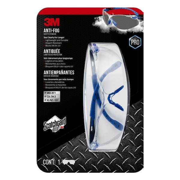 3M 3M Scotchgard Anti-Fog Safety Glasses Clear Lens Black/Blue Frame 1 pk 47210H1-VDC - main